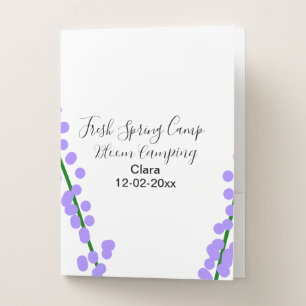 Spring fresh camping lavender flowers name date si pocket folder