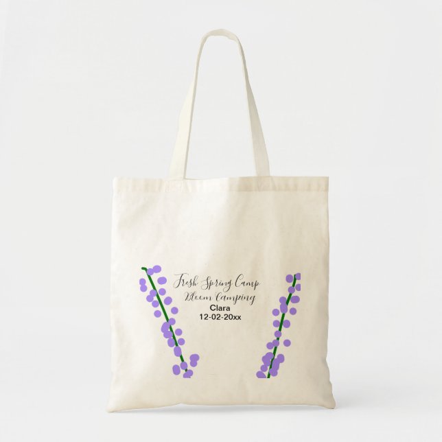Spring fresh camping lavender flowers name date si tote bag (Front)