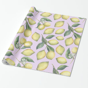 Spring Fresh watercolor yellow lemon branches Wrapping Paper