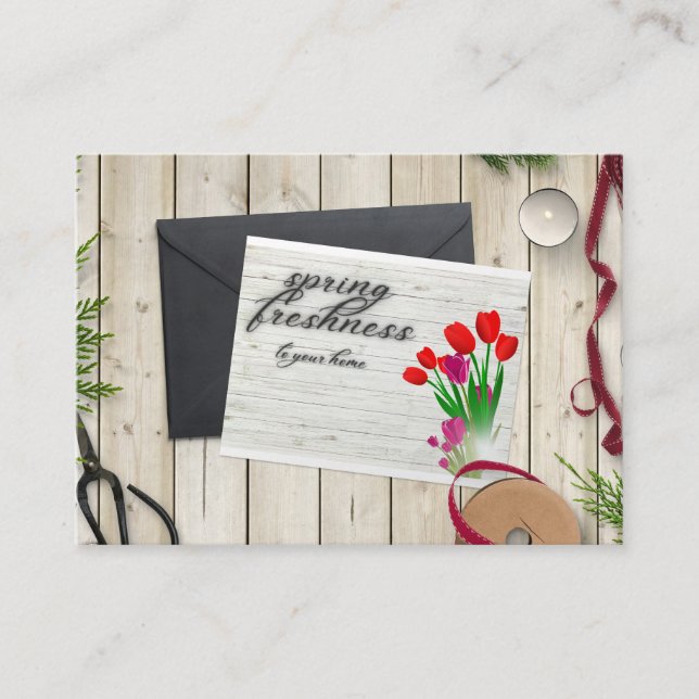 Spring Freshness – Floral Aesthetic Printable Temp Calling Card (Front)