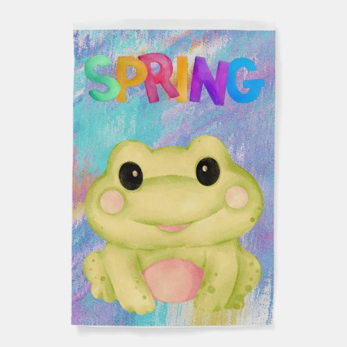 Spring frog garden flag