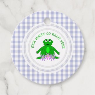 Spring Frog Gingham Personalized Favor Tags