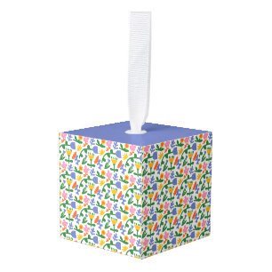Spring Fun Floral  Cube Ornament