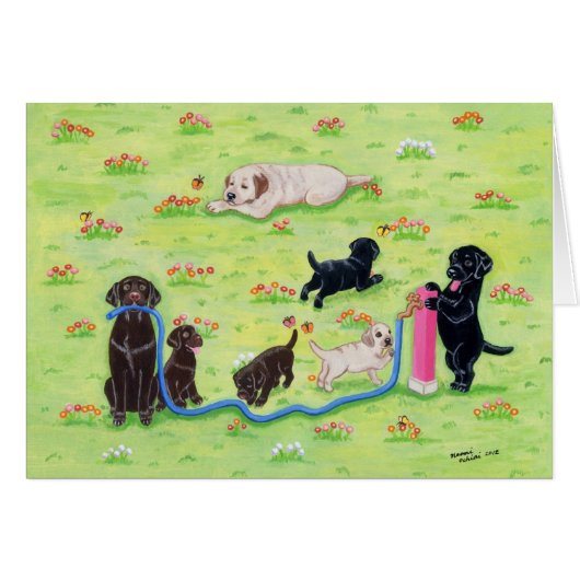 Spring Fun Labradors Painting Cards (Front Horizontal)