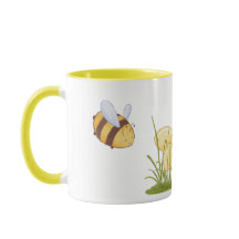 Spring Funny Cute Bees Yellow Daisies Flowers