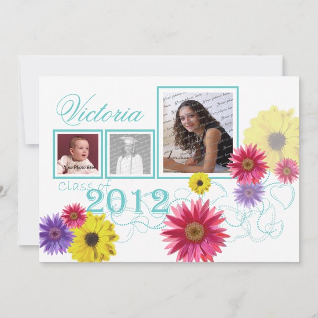 Spring Garden 2012 Graduate Tri Photo Invitation (Front)