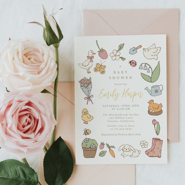 Spring Garden Animals Baby Shower Invitation (Creator Uploaded)