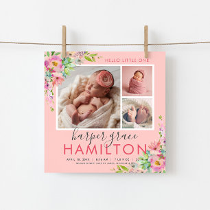 Spring Garden Baby Girl Photo Birth Announcement