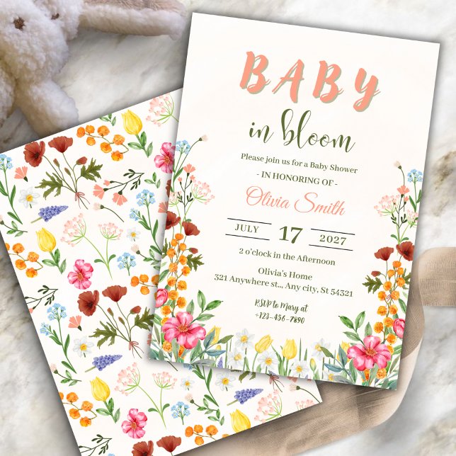 Spring Garden Baby in Bloom Floral Baby Shower Invitation (Creator Uploaded)