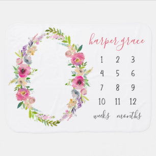 Spring Garden Baby Name Monthly Milestone Photo Blanket