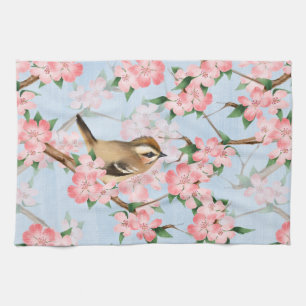 Spring Garden Birds & Floral Kitchen Towel