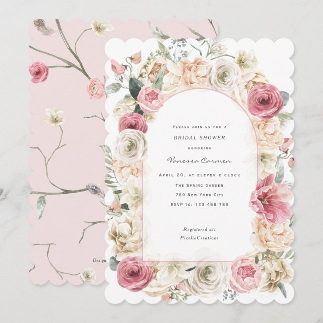 Spring Garden Bloom Floral Bridal Shower Invitatio Invitation (Front/Back)