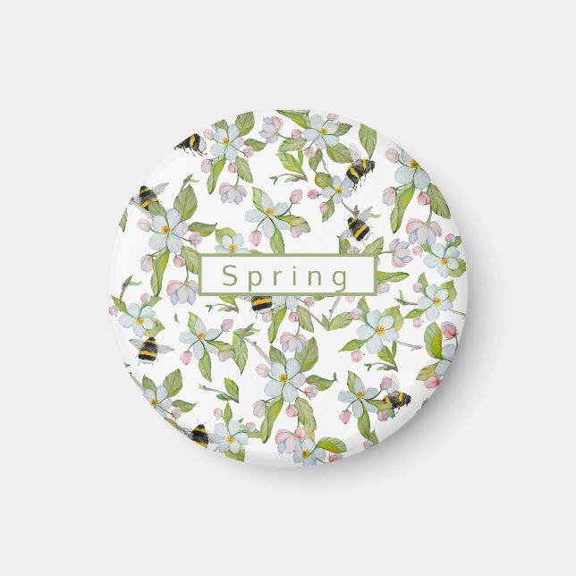 Spring garden blooms and bumblebees magnet (Front)