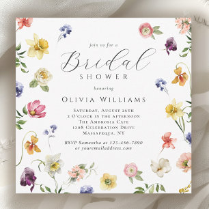 Spring Garden Blooms Floral Bridal Shower Invitation
