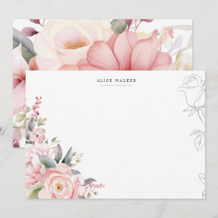 Spring Garden Blush Floral Stationery Note Card
