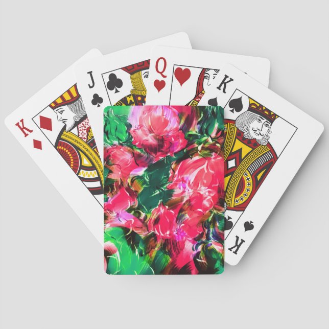 Spring Garden Blush Pink Rose Flowers Bloom Poker Cards (Back)