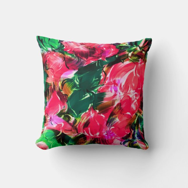 Spring Garden Blush Pink Rose Flowers Bloom Throw Pillow (Front)