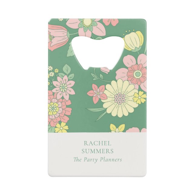 Spring Garden Boho Floral Credit Card Bottle Opener (Front)