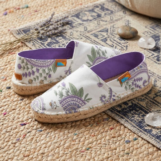 Spring Garden Botanical Art Foliage Purple Paisley Espadrilles