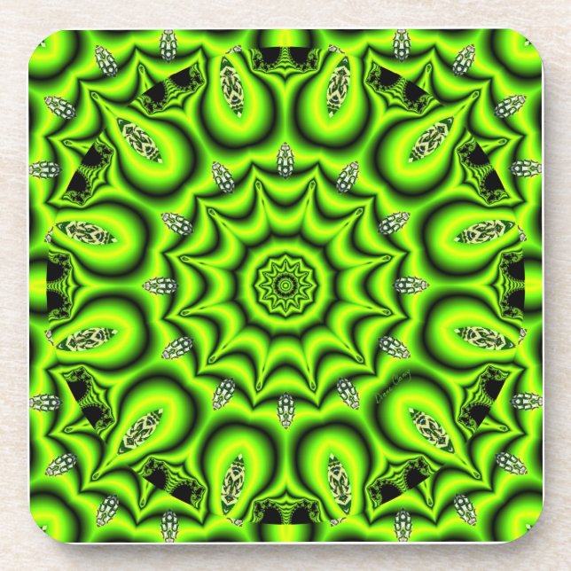 Spring Garden, Bright Abstract Lime Green Drink Coaster (Front)