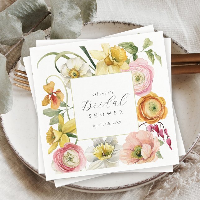 Spring Garden Bright Floral Bridal Shower  Napkins (Creator Uploaded)