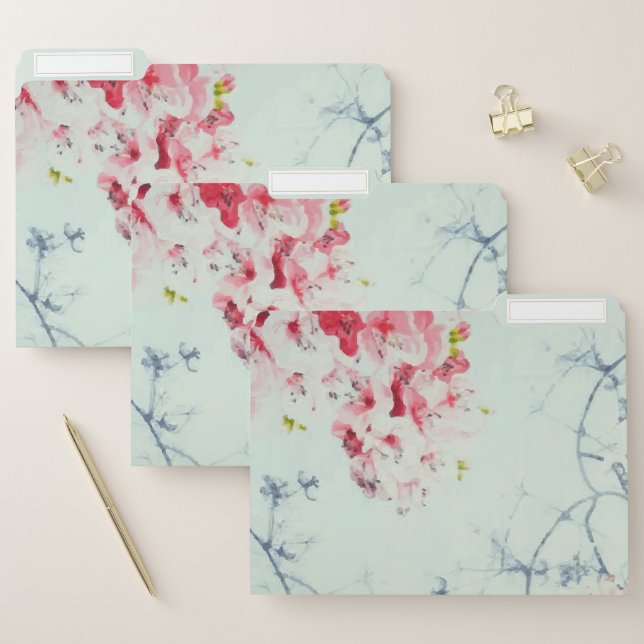 Spring Garden Butterfly Burgundy Floral Bloom File Folder (Set)