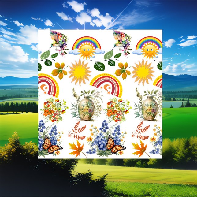 Spring Garden Butterfly Rainbow Sunshine Greenery  Shower Curtain (Spring Garden Butterfly Rainbow Sunshine Greenery Shower Curtain)