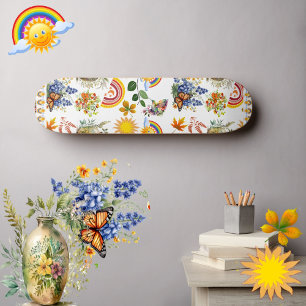 Spring Garden Butterfly Rainbow Sunshine Greenery Skateboard