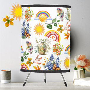 Spring Garden Butterfly Rainbow Sunshine Greenery  Tripod Lamp