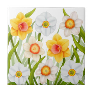 Spring Garden Daffodil Flowers Tile