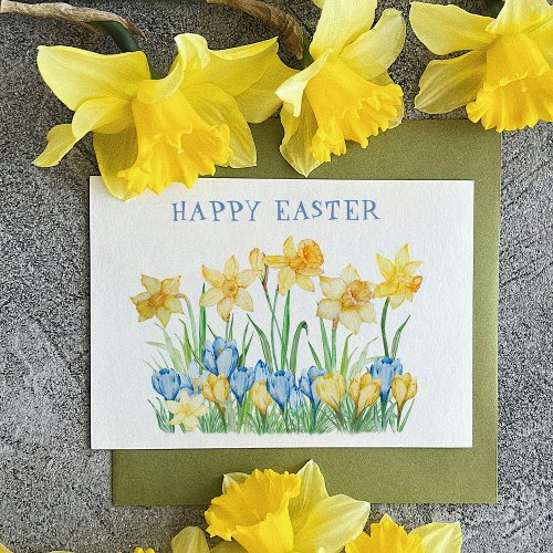 Spring Garden Daffodils Happy Easter Holiday Card