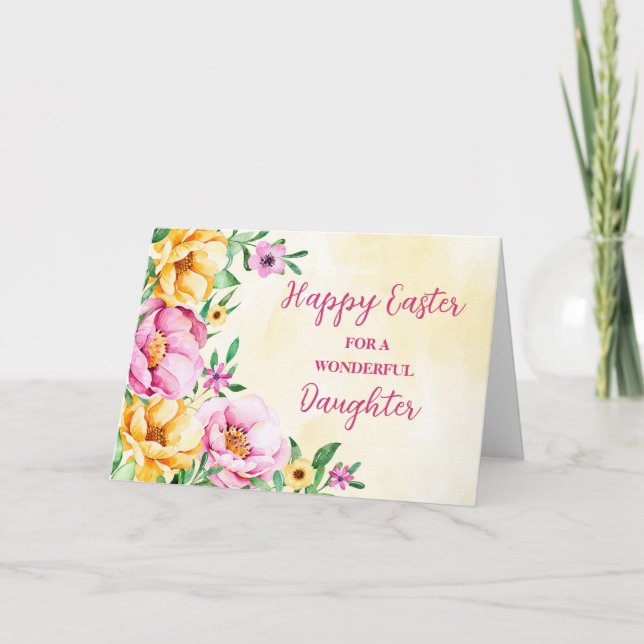Spring Garden Daughter Happy Easter Holiday Card (Front)