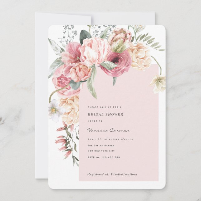 Spring Garden Elegant Watercolor romantic chic Invitation (Front)