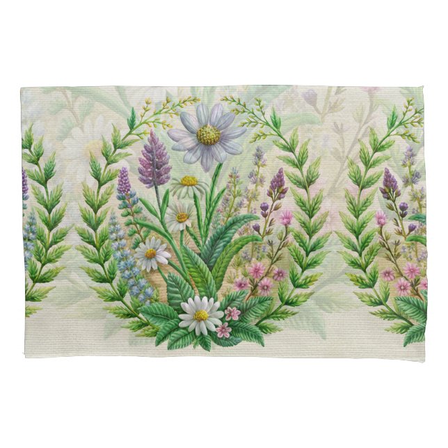 Spring Garden Embroidery Pillow Design Chamomile Case (Front)