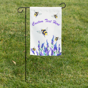 Spring Garden Flag Flowers and Bees Custom Text