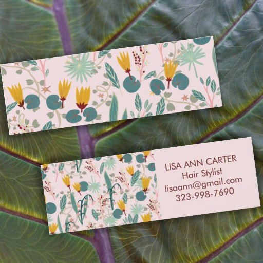 Customizable Spring Garden Floral Botanical Pattern Soft Pink Mini Business Card
