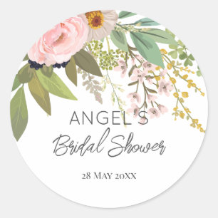 Spring Garden Floral Bouquet Bridal Shower Classic Round Sticker