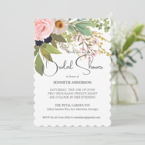 Spring Garden Floral Bouquet Bridal Shower Invitation