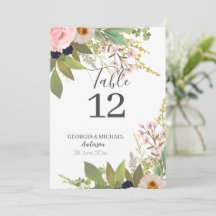 Spring Garden Floral Bouquet Table Number