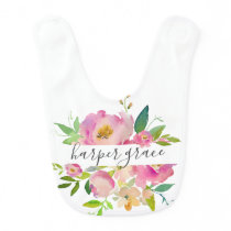 Spring Garden Floral Monogram Baby Bib Spring Garden Floral Monogram Baby Bib