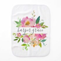 Spring Garden Floral Monogram Baby Burp Cloth Spring Garden Floral Monogram Baby Burp Cloth