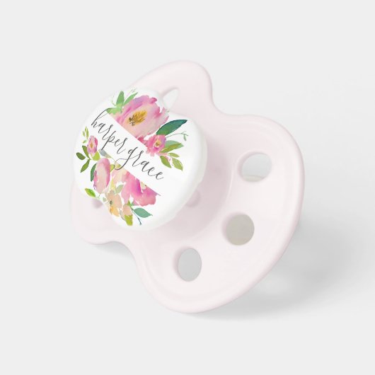 Spring Garden Floral Monogram Pacifier (Front Right)