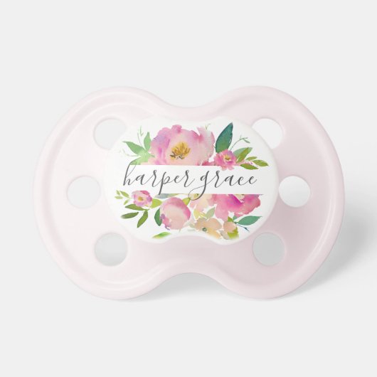 Spring Garden Floral Monogram Pacifier (Front)