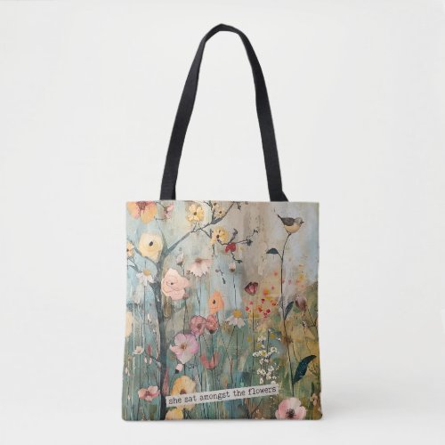 SPRING GARDEN FLORAL PAINTED TOTE