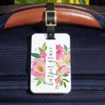 Spring Garden Floral Personalized Luggage Tag<br><div class="desc">Stylish custom printed luggage tag. This girly design features a colorful boho watercolor floral bouquet in shades on pink and green. Personalize it with your name monogram or other custom text in a hand-lettered style script font. Add your contact information on the back side in case your luggage is lost...</div>