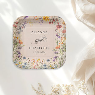 Spring Garden Floral Wedding Paper Plates