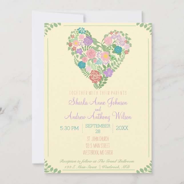 Spring Garden Flower Wedding Invitation (Front)
