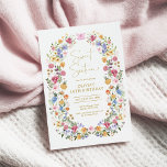 Spring Garden Flower Wreath Sweet 16 Birthday Invitation<br><div class="desc">Impress your guests with this whimsical 16th birthday invite. The cheerful design features a cute pink butterfly and colorful watercolor wildflowers mixed with lush greenery foliage. Use the text fields to personalize the card with your own wording and details. If you want to change the font style, color or text...</div>