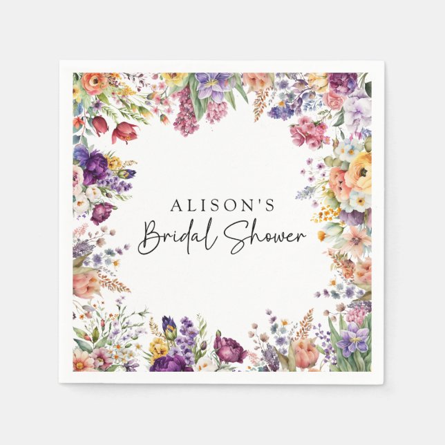 Spring Garden Flowers Bridal Shower  Napkins (Front)