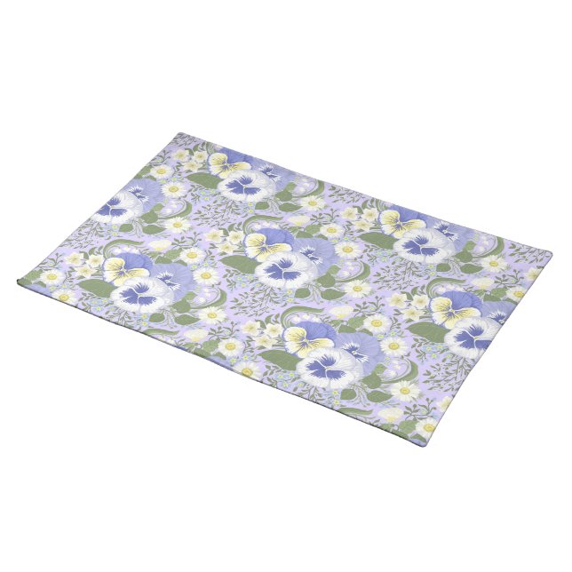 Spring Garden flowers on lavender Cloth Placemat (On Table)